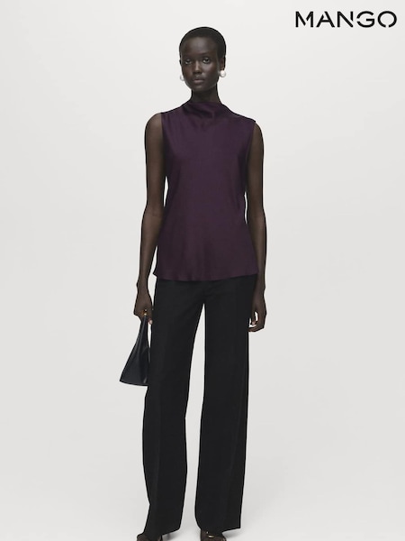Mango Purple Satin Blouse With Draped Neck (W97156) | €58