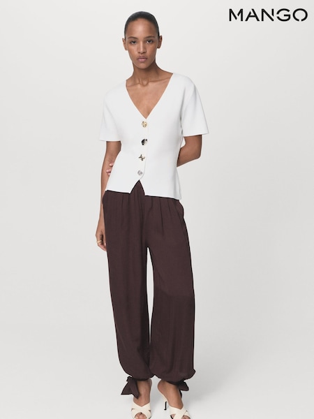 Mango White Knitted Cardigan With Jewel Button (W97162) | €63