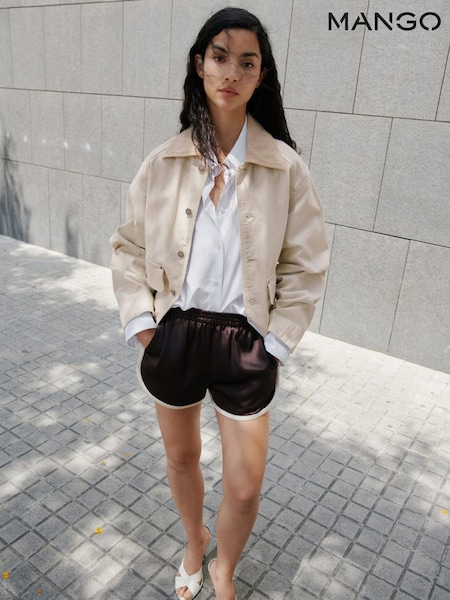 Mango White Denim Parka With Contrasting Collar (W97169) | €77