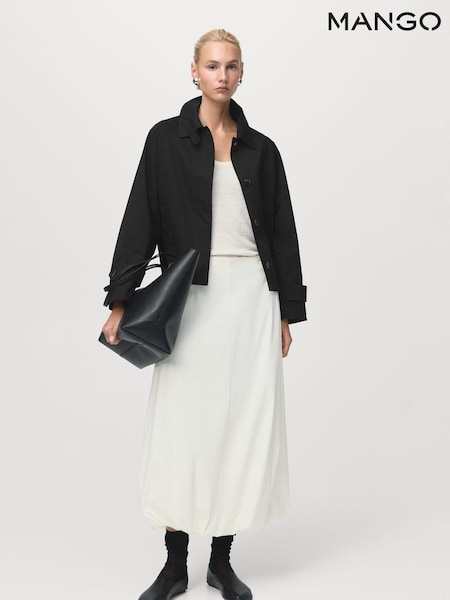 Mango Black Short Oversized Trench With Epaulettes (W97172) | €102