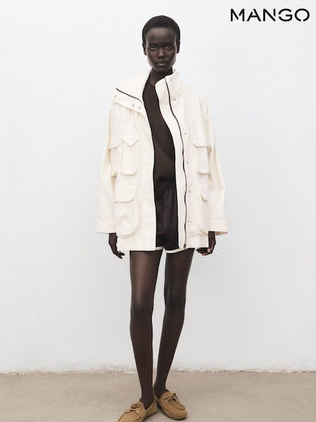 Mango White Oversized Denim Parka With Pockets (W97180) | €114