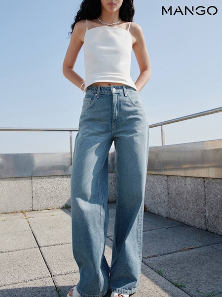 Mango Blue Mid-Rise Straight Jeans (W97188) | €63