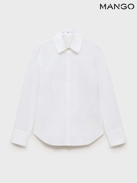 Mango White Cotton Poplin Shirt (W97204) | €44