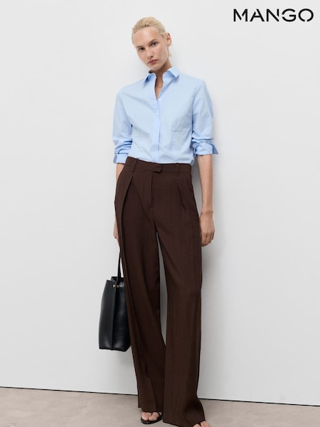Mango Blue Cotton Poplin Shirt (W97214) | €44