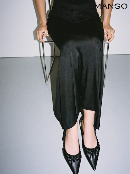 Mango Black High-Heel Shoes With Ruched Bow (W97319) | €59