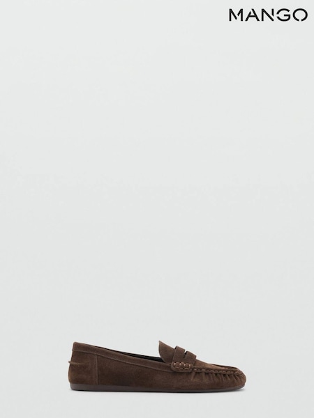 Mango Brown Suede Shoes With Gathered Toe (W97321) | €102
