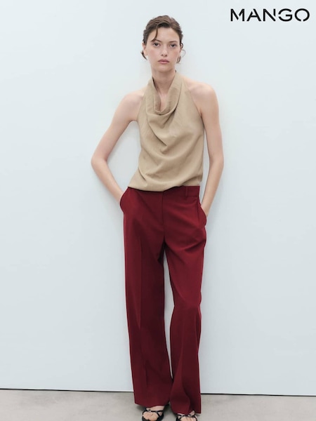 Mango Red Straight Mid-Rise Trousers (W97334) | €58