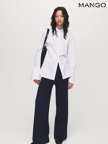 Mango Blue Fine-Knit Straight-Fit Trousers (W97343) | €63