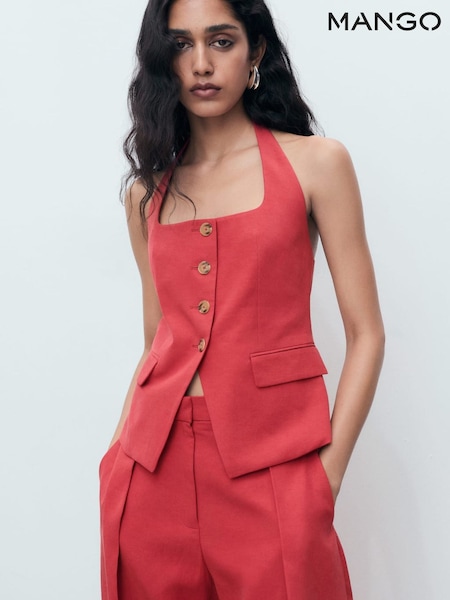 Mango Red Linen-Blend Suit Waistcoat (W97366) | €63