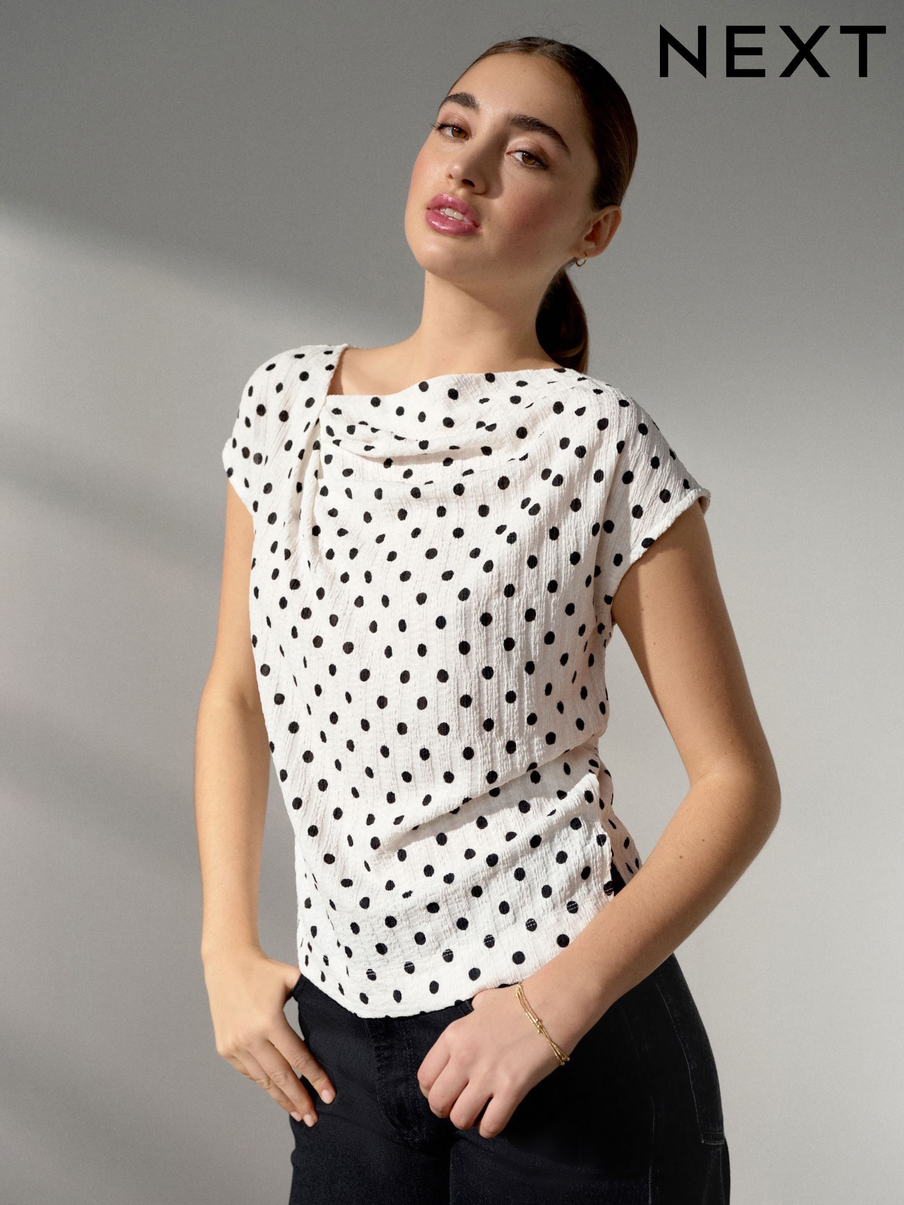 Buy Women's Tops Curve Pleated Square Neck Online | Next Lebanon