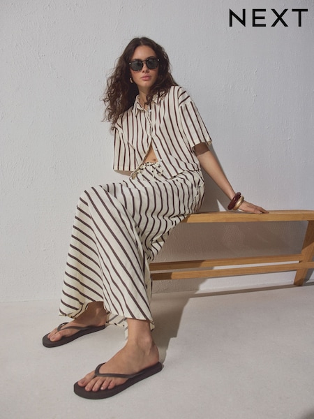 Chocolate Brown Self. Flip Flops (W97606) | AED59