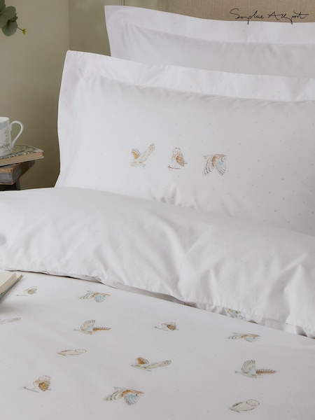 Sophie Allport Set of 2 White Snowy Owls 200 Thread Count Pillowcases (W97666) | €73