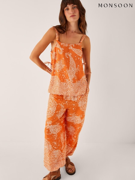 Monsoon Orange Madison Paisley Print Harem Trousers (W97721) | €62