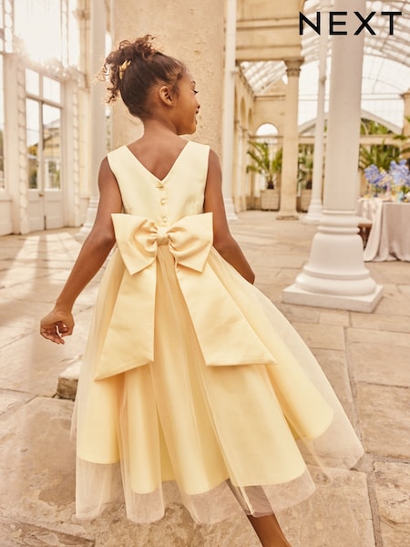 Yellow Flower Girl Bow Dress (3-12yrs) (W97736) | 208 QAR - 229 QAR