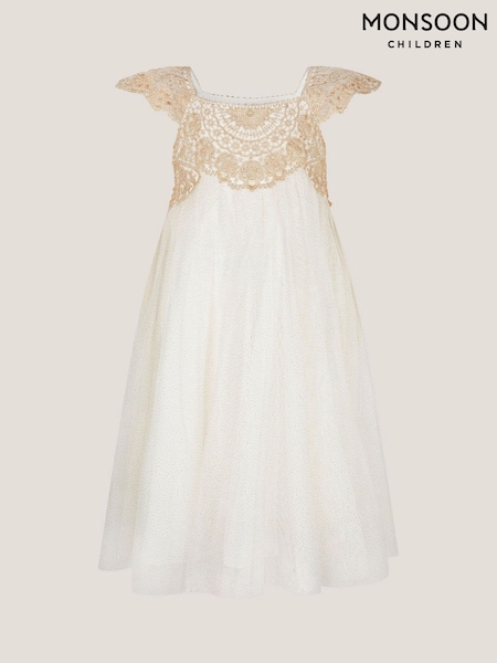 Monsoon Gold Estella Lace Bodice Dress (W97748) | AED355 - AED398