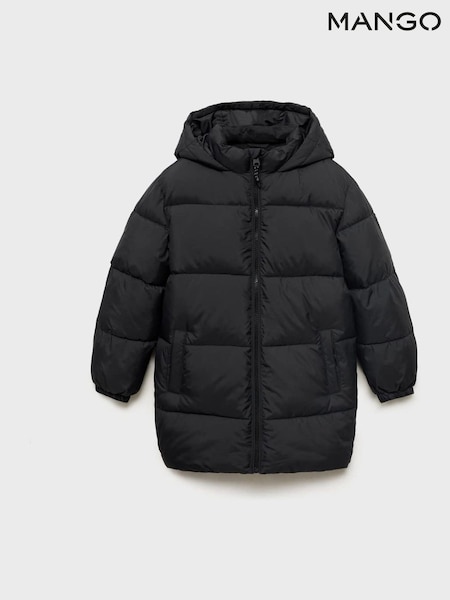 Mango Black Hooded Lined Quilted Coat (W97810) | €42