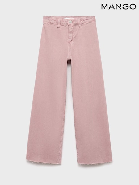 Mango Pink Frayed Wide Leg Jeans (W97816) | €33