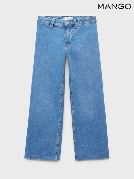 Mango Blue Frayed Wide Leg Jeans (W97823) | €33