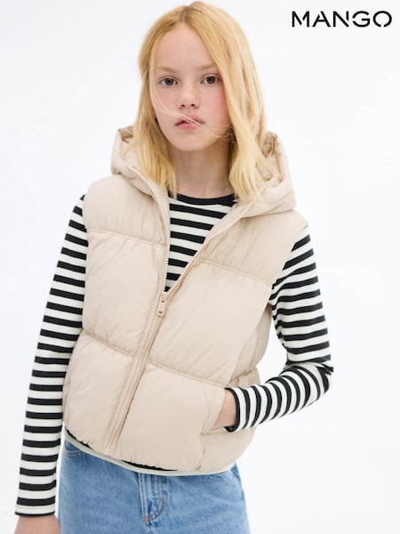 Mango Cream Hooded Quilted Gilet (W97828) | €33