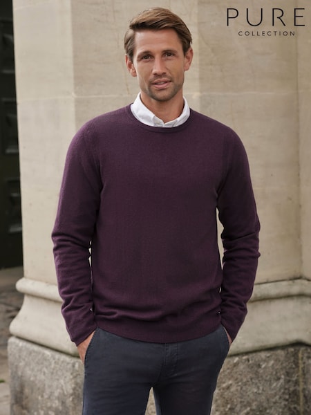 Pure Collection Purple Cashmere Crew Neck Jumper (W97887) | €212.50
