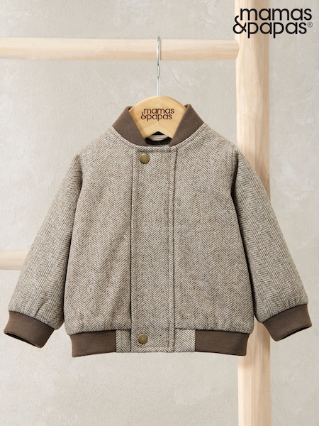 Mamas & Papas Herringbone Brown Bomber Jacket (W97914) | € 39