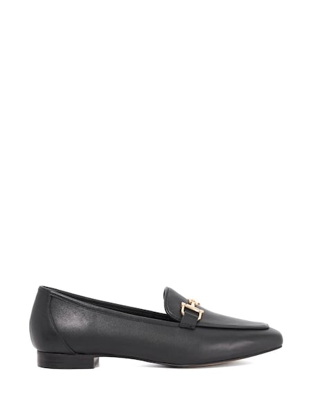 Dune London Black Grained Branded Snaffle Trim Loafers (W97918) | €113
