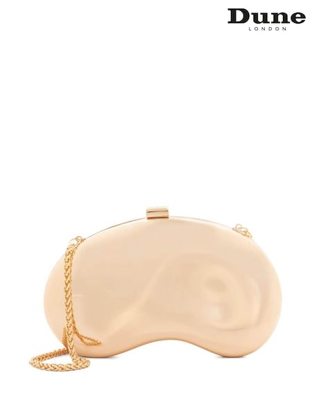 Dune London Gold Eline Curved Hard Clutch Bag (W97924) | €126