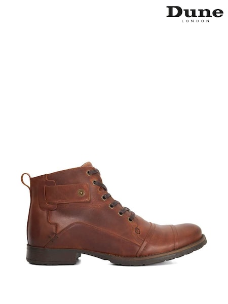 Dune London Brown Simon 1 Seam Detail Lace Boots (W97931) | €171