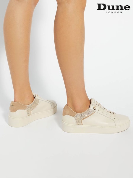 Dune London Cream Elli Material Mix Cupsole Flatform Trainers (W97942) | €105