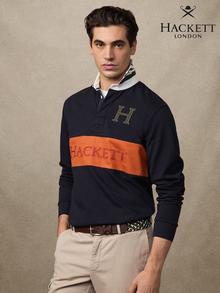 Hackett Blue Heritage Panel Rugby Shirt (W97968) | 841 QAR