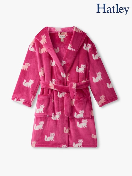 Hatley Pink Little Kitties Fuzzy Fleece Dressing Gown (W98182) | €46