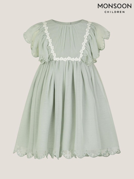 Monsoon Green Baby Summer Scallop Dress (W98289) | €37 - €40