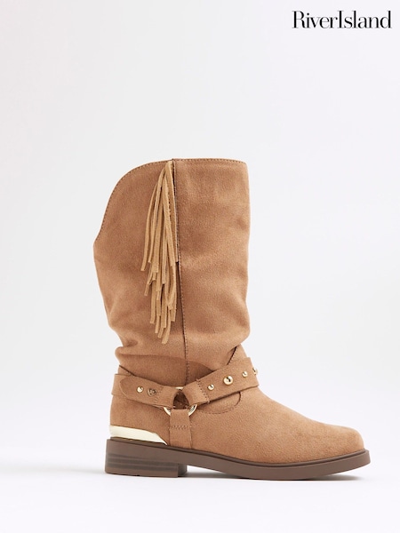 River Island Brown Girls Slouch Tassel Boots (W98364) | €52