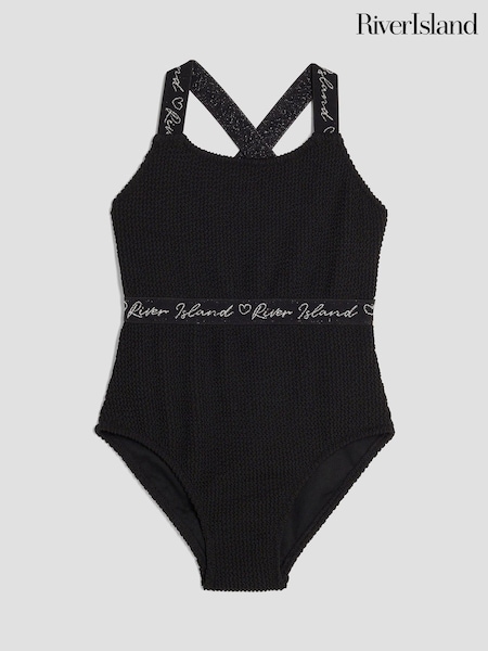 River Island Black Elastic Textured Swimsuit (W98368) | € 25