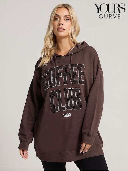 Yours Curve Brown Coffee Club Hoodie (W98427) | 153 QAR