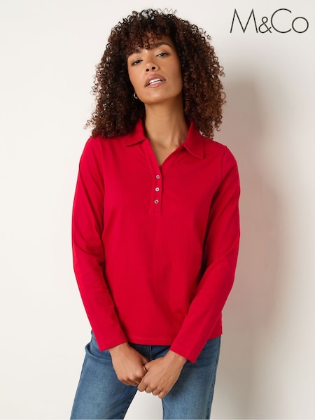 M&Co Red Plain Polo Shirt (W98450) | SGD 45