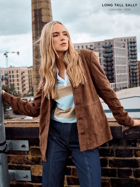 Long Tall Sally Brown Premium Suede Jacket (W98466) | €345