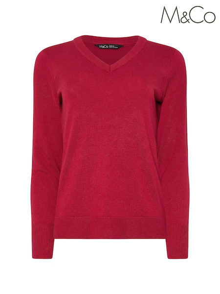 Vermelho - M&Co V-Neck Basic Jumper (W98472) | R$ 255
