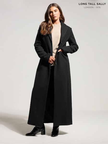 Long Tall Sally Black Maxi City Coat (W98480) | 660 zł