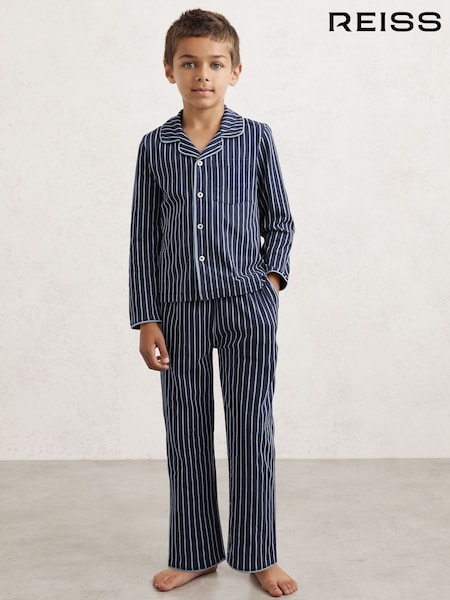 Reiss Navy/Soft Blue Slumber Striped Pyjamas Set Unisex Fit (W98489) | €40