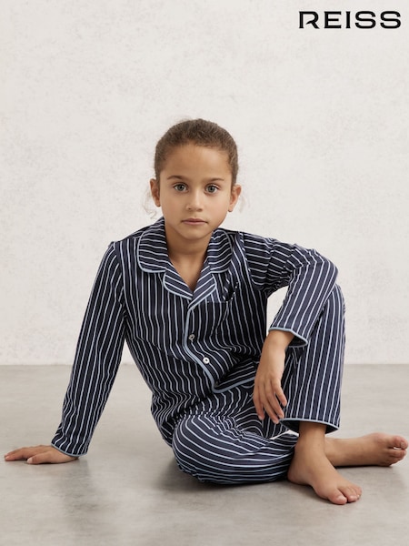 Reiss Navy/Soft Blue Slumber Striped Pyjamas Set Unisex Fit (W98491) | €45