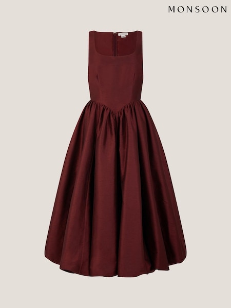 Monsoon Red Mya Fit and Flare Midi Dress (W98519) | €198