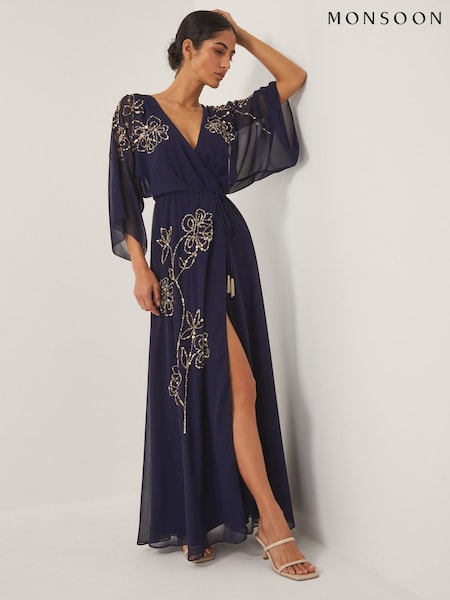 Monsoon Skyla Floral Print Embellished Maxi Wrap Dress (W98532) | 9 012 грн
