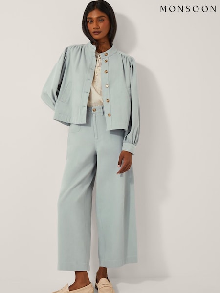 Monsoon Blue Ciara Cropped Wide Leg Jeans (W98534) | 322 QAR