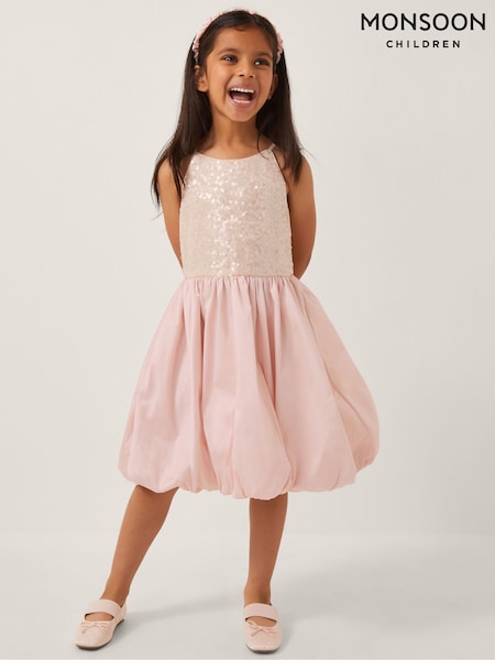 Monsoon Pink Sequin Bubble Hem Party Dress (W98538) | AED327 - AED398