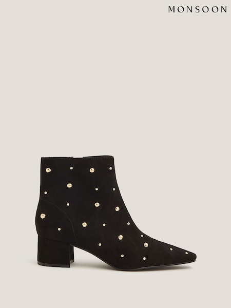 Monsoon Black Talia Stud Ankle Boots (W98549) | OMR42
