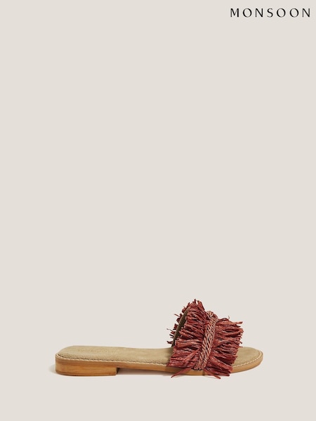 Monsoon Rhia Leather Raffia Slide Sandals (W98552) | ‏320 د.إ.‏