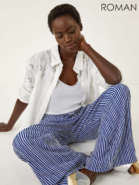 Roman Blue Stripe Wide Leg Trousers (W98694) | €53