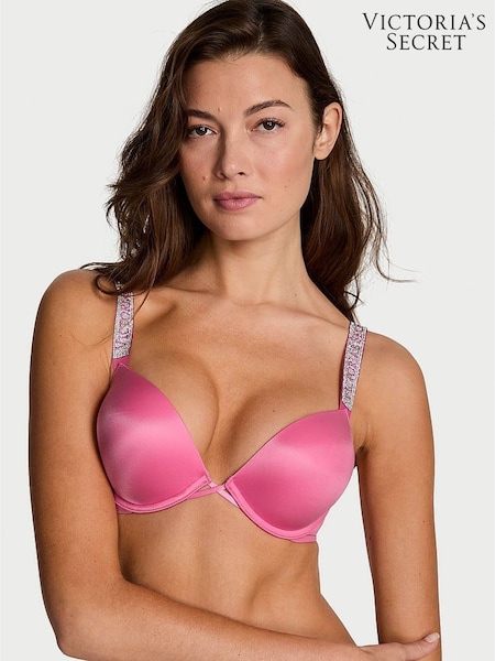 Victoria's Secret Rose Garden Pink Add 2 Cups Push Up Bombshell Shine Strap Bra (W98719) | €70