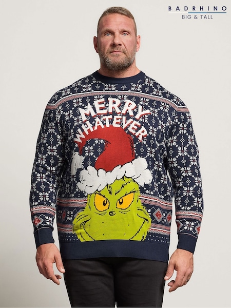 BadRhino Big & Tall Blue Grinch Fairisle Knitted Jumper (W98733) | €55